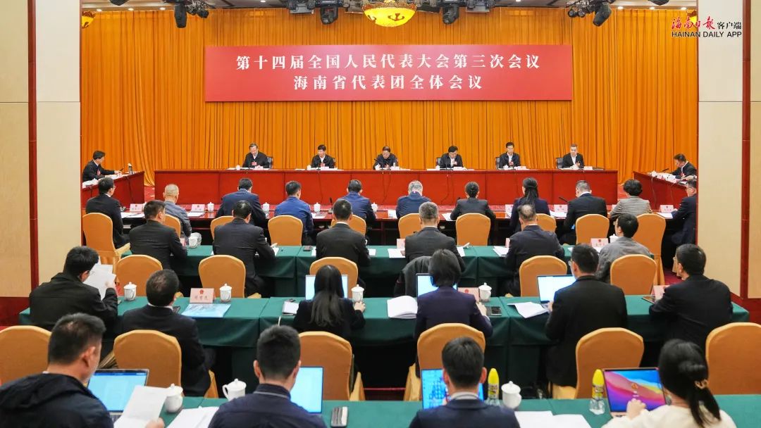 海南代表团举行全体会议，审议关于修改代表法的决定草案和“两高”工作报告